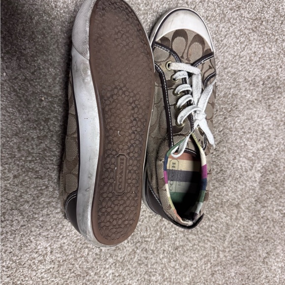 Coach Brown and White Sneakers Low-Top Design - Picture 2 of 3